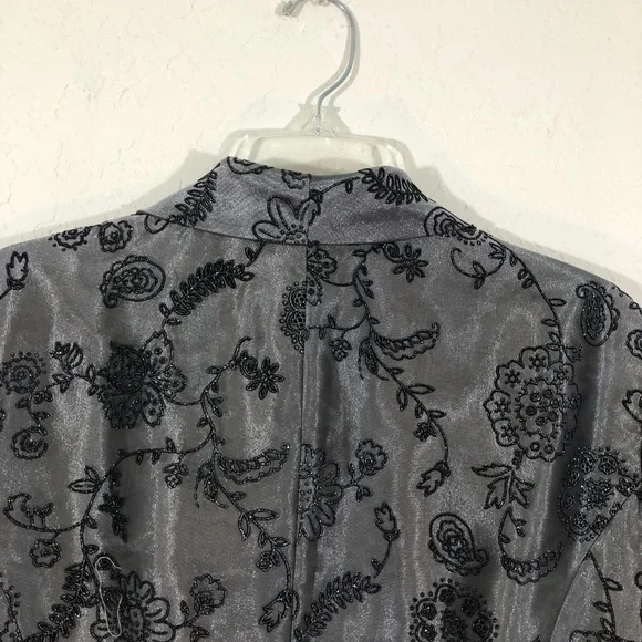 R&M RICHARDS Gunmetal Embroidered Floral Duster Jacket organza style 18 - Picture 11 of 16